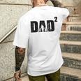 Damen Dad Hoch 2 Zweifacher Papaater Zwei Töchter Mit-Ausschnitt T-Shirt mit Rückendruck Geschenke für Ihn