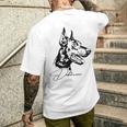 Dobermann Portrait Dog Portrait Dobie Dog White T-Shirt mit Rückendruck Geschenke für Ihn