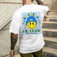 Be Extra Yellow And Blue Smile Face Down Syndrome Awareness Men's T-shirt Back Print Gifts for Him