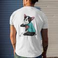 Father's Day Dog Dad Boston Terrier I Love Dad Tattoo Mens Back Print T-shirt Gifts for Him
