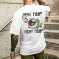 Here Fishy Fisherman Fishing Lover Cute Fish Worm Men's T-shirt Back Print Gifts for Him