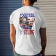 Happy 4Th Of July Home Of The Brave Together We Are Strong American Flag And Map Bald Eagle Patriotic Kneeling Veteran Mens Back Print T-shirt Gifts for Him