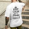 Keep Calm And Let Clarke Handle It Name Men's T-shirt Back Print Gifts for Him