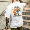 Kinder Endlich Schulkind 2024 Fox School Cone School Fox Gray T-Shirt mit Rückendruck Geschenke für Ihn