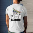 Muscle Unicorn Dad Baby Daughter Shoulder Sitting Dadacorn Mens Back Print T-shirt Gifts for Him