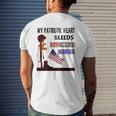 My Patriotic Heart Bleeds Red White & Blue Veteran Mens Back Print T-shirt Gifts for Him
