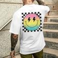 Rainbow Smile Face Cute Checkered Smiling Happy Face Men's T-shirt Back Print Gifts for Him