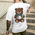 Teddy Bear Has A Beer In His Paws Men's Day Father's Day Men's T-shirt Back Print Gifts for Him