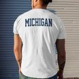 Vintage Michigan Blue Maize Retro Font Michigan Men's T-shirt Back Print Gifts for Him