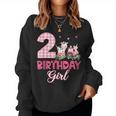 2Nd Birthday Outfit Girl Two Year Old Farm Cow Pig Tractor Women Sweatshirt