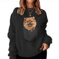 Adorable Perro Pomerania En Bolsillo Para Entusiastas Perros Cuello Sudadera Mujer