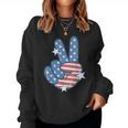 American Flag Peace Sign Hand 4Th Of July Women Women Sweatshirt