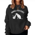 Animals Over People Animal Lover Vegan Plant Based Veganism Women Sweatshirt