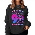 Birthday Girl 9 Year Old Butterfly Number 9 Women Sweatshirt