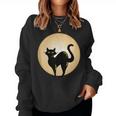 Black Cat And Moon Awesome Cat Lovers Cat Mom Cat Dad Women Sweatshirt