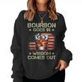 Bourbon Goes In Wisdom Comes Out Whiskey Usa Flag Vintage Women Sweatshirt