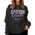 Catfish Queen Catfishing Angler Noodler Fischer Mama Papa Sweatshirt Frauen