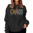 Chaos Coordinator Leopard Teacher Crew Retro School Women Sweatshirt