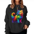 Colorful Cat For Women's Girls Boys Cute Rainbow Cat Women Sweatshirt