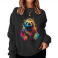 Cool Sloth On Colorful Painted Sloth Women Sweatshirt