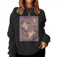 Cute Cat Purple Witchy Mushroom Pink Kawaii Crescent Moon Women Sweatshirt