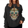 Day Of Dead Sugar Skull Floral Skeleton Head Bone Skull Women Sweatshirt