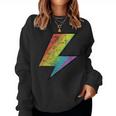 Distressed Vintage Rainbow Lightning Bolt Gay Lgtbq Pride Women Sweatshirt