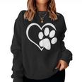 Dog Paw Print Heart Graphic Love Dogs Tops Women Sweatshirt