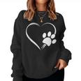 Dog Paw Print Heart For Mom For Dad Women Sweatshirt