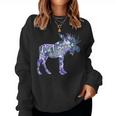 Don't Moose With Me Colorful Floral Moose Wildlife Women Sweatshirt