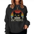 Ew People Vintage Black Cat For Cat Lover Cat Mom Cat Dad Women Sweatshirt