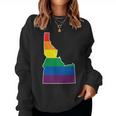 Gay Pride Flag Idaho State Map Rainbow Stripes Women Sweatshirt