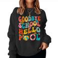 Goodbye School Hello Pool Summer Groovy Last Day Of School Women Sweatshirt