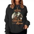 Jesus Take The Reins Christian Black Cowgirl Western Texas Women Sweatshirt