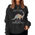 Just A Girl Who Loves Dinosaurs Cute Floral Girls Ns Women Sweatshirt