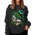 Messy Bun Irish Skull Saint Pattys Day Women Sweatshirt