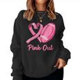 Pink Out Breast Cancer Awareness Bleached Football Mom Girls Women Sweatshirt