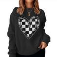 Race Car Checker Flag Racing Heart Auto Racer Women Sweatshirt