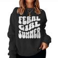 Retro Feral Girl Summer Groovy Mom Aunt Nager Women Sweatshirt