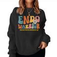 Retro Groovy Endometriosis Endo Warrior Yellow Ribbon Womens Women Sweatshirt