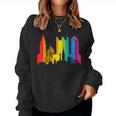 Retro Lgbt Rainbow Columbus Skyline Lesbian Gay Pride Women Sweatshirt