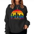 Retro Lgbt Rainbow Dallas Skyline Lesbian Gay Pride Women Sweatshirt