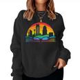 Retro Omaha Skyline Rainbow Lgbt Lesbian Gay Pride Women Sweatshirt