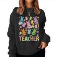Retro Teacher Of Sweet Bunny Apparel Cute Teacher Easter Day Women Sweatshirt