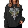 Rock Guitar Music Lover Vintage Guitarist Band Wings Skull Women Sweatshirt