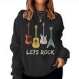 Lets Rock Rock N Roll Guitar Retro Sin Mangas Sudadera Mujer
