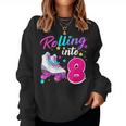 Rollin' Into 8 Roller Skating Rink 8Th Birthday Party Girls Women Sweatshirt