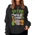 Sister Of The Wild One Zoo Birthday Safari Jungle Animal Women Sweatshirt