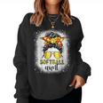 Softball Aunt Messy Bun Leopard Bleached Softball Auntie Women Sweatshirt