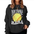Softball Mama Retro Groovy Baseball Softball Mom Women Sweatshirt